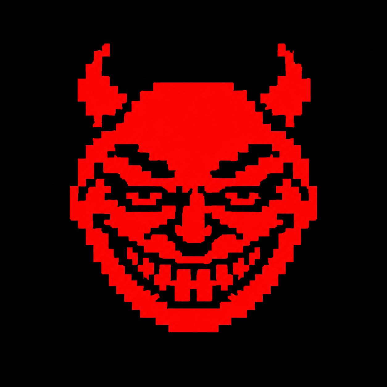Red pixel-art AMOR devil